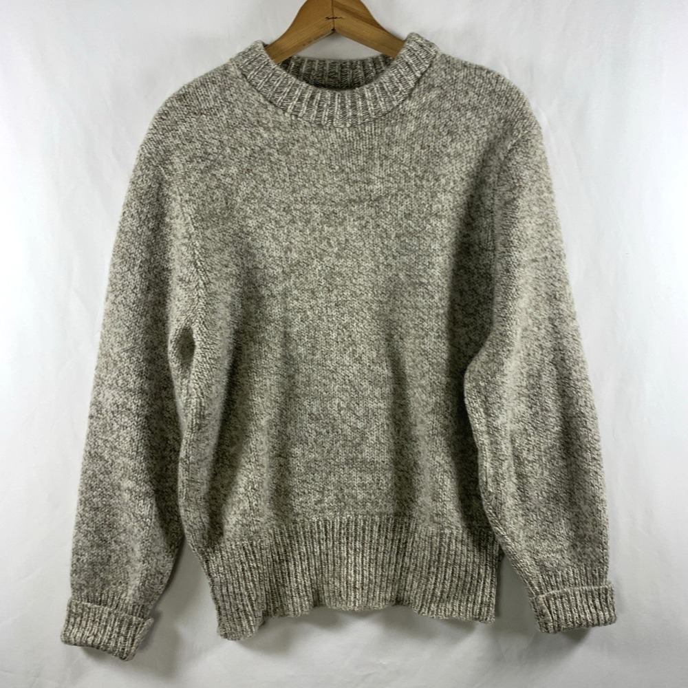 VTG LL Bean Womens Crewneck Wool Fisherman Sweater Size M/L Marled Ragg Knit